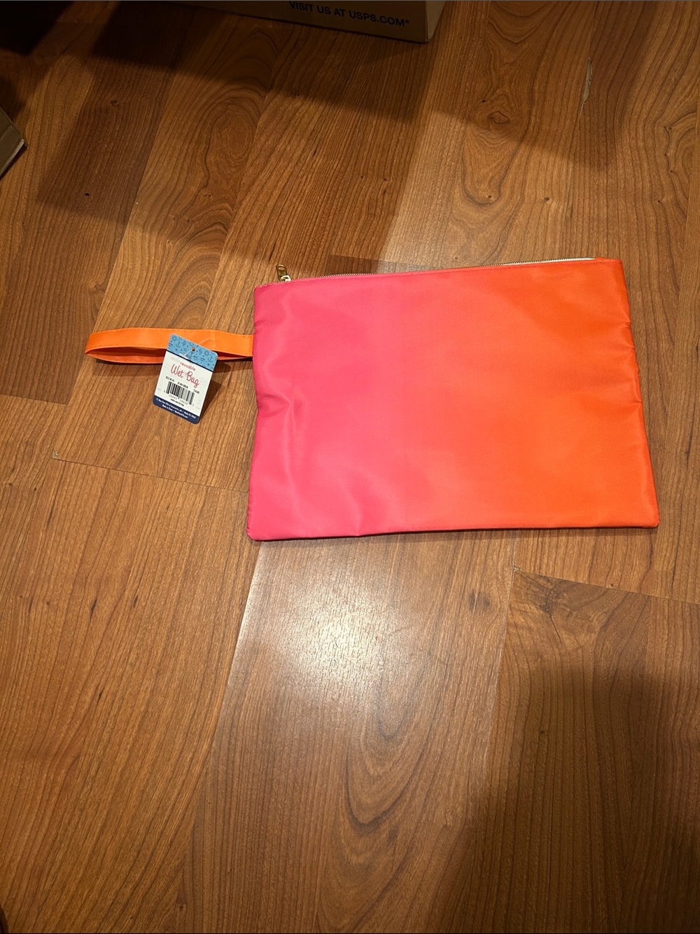 Neon Pink to Orange Ombre Wristlet Pouch